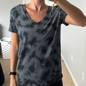 Victoria's Secret Charcoal Tie-Dye V-Neck Tee